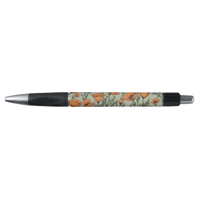 California Poppy Orange Flower pattern Pen (Front)
