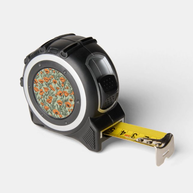 California Poppy Orange Flower pattern Tape Measure (Angle)