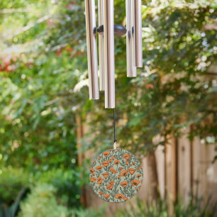 California Poppy Orange Flower pattern Wind Chime