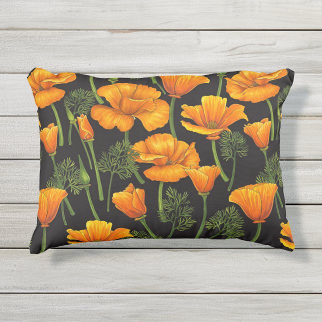 California poppy outdoor pillow (Front)