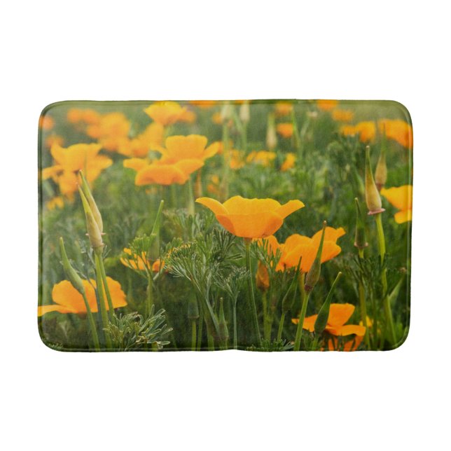 California Poppy Patch Photograph Bathroom Mat (Front)