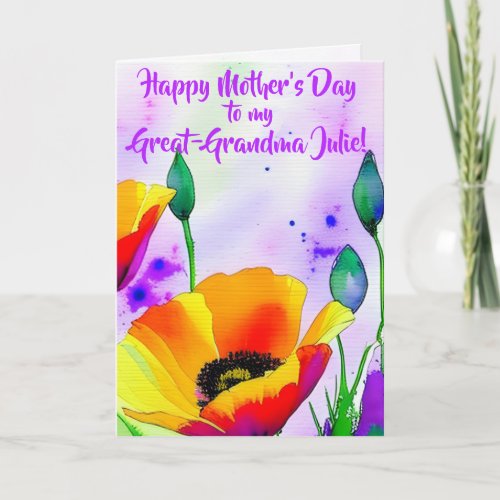 California Poppy Personalized Grandma Mothers Day Card