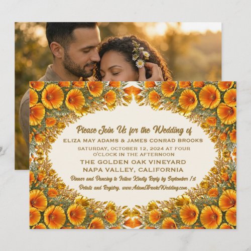 California Poppy Photo Wedding Invitation