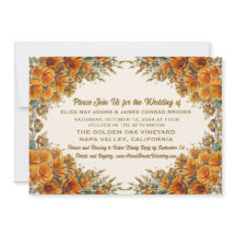 California Poppy Photo Wedding Invitation