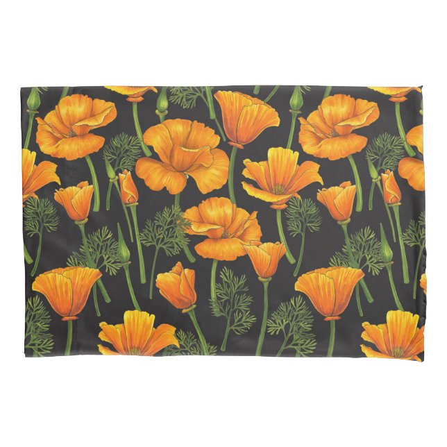 California poppy pillow case (Front-Left)