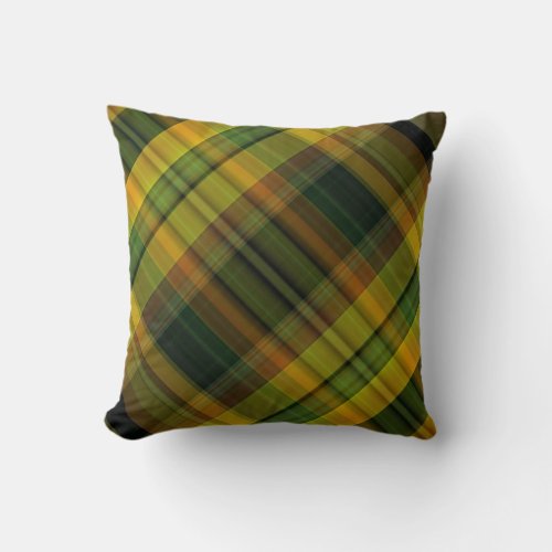 California poppy plaid pattern throw pillow