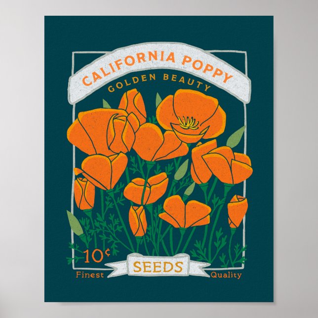 California Poppy Poster (dark background) (Front)