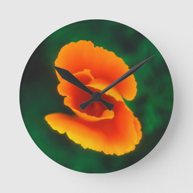 California Poppy Round Clock (Front)
