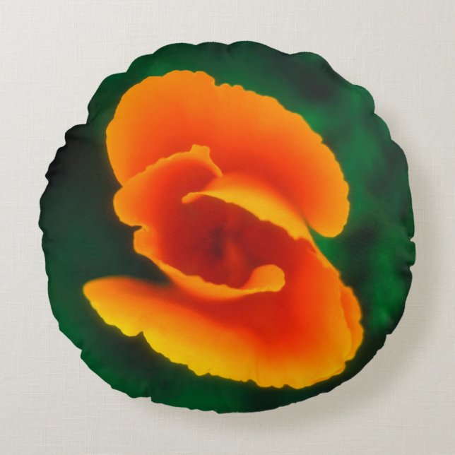 California Poppy Round Pillow (Front)