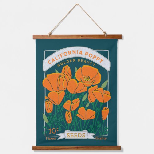 California Poppy Seed Packet Hanging Tapestry 