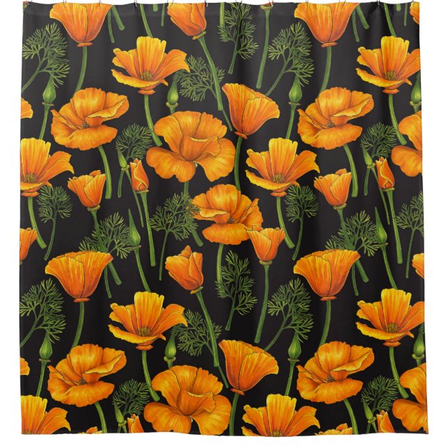 California poppy shower curtain (Front)