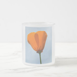 California Poppy Silhouette Frosted Glass Coffee Mug