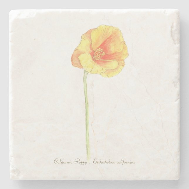California Poppy  Stone Coaster (Front)