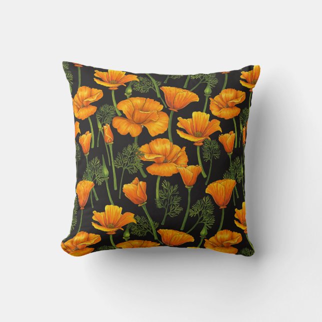 California poppy throw pillow (Front)