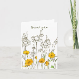 California Poppy Watercolor Flowers Thank You