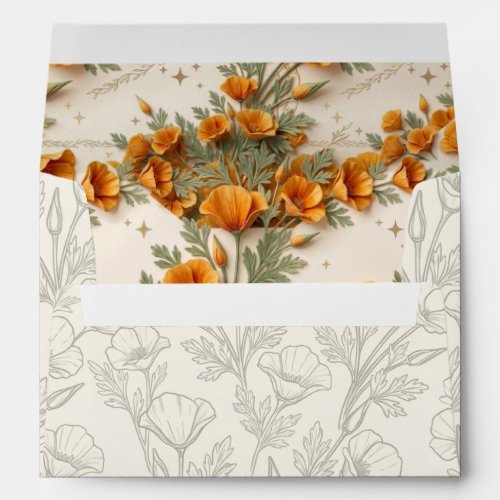 California Poppy Wedding Envelope