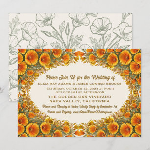 California Poppy Wedding Invitation