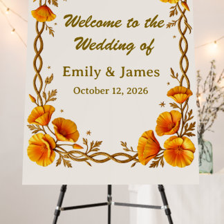 California Poppy Wedding Welcome Sign