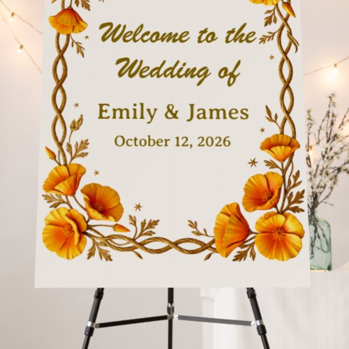 California Poppy Wedding Welcome Sign