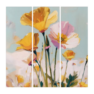 California Poppy Wild Flower Wall Art Triptych