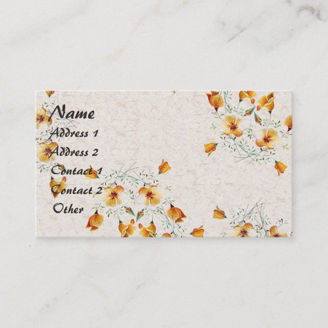 California Poppy Wildflower Flowers Business Card (Front)