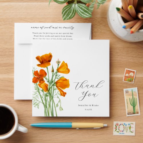 California Poppy Wildflower Wedding Seed Favor Envelope