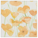 California Poppy Wildflowers Watercolor Floral Fabric
