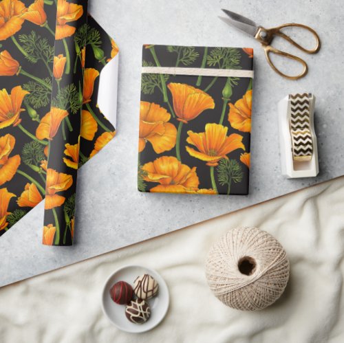 California poppy wrapping paper