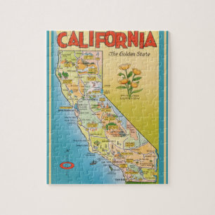 California Postcard Map Jigsaw Puzzle