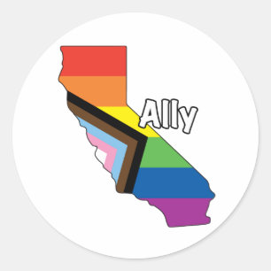 California Pride - Ally Progress Flag Classic Round Sticker