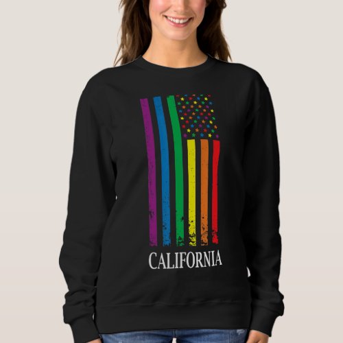 California Pride Month Pride Flag LGBT Community L Sweatshirt