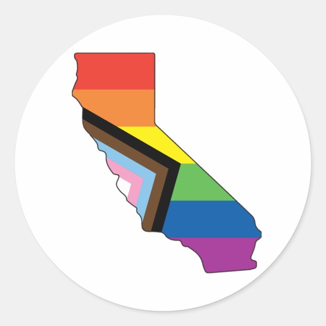 California Pride - Progress Flag Classic Round Sticker (Front)