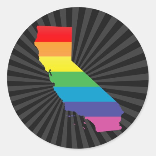 california pride striped classic round sticker