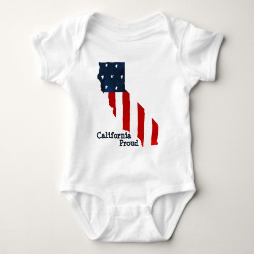 California Proud Bold Watercolor American Flag Baby Bodysuit