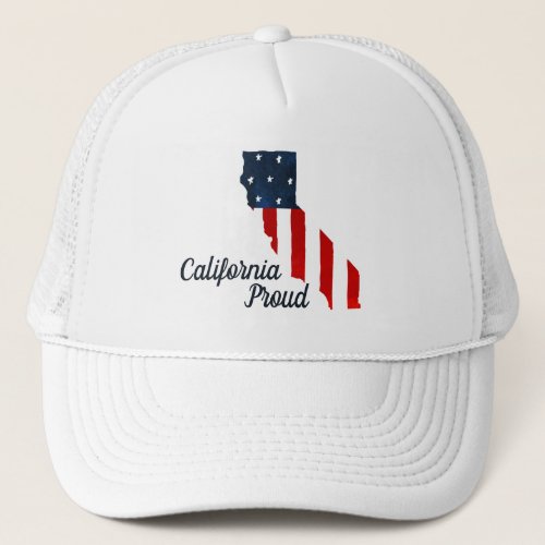 California Proud USA Bold Watercolor American Flag Trucker Hat