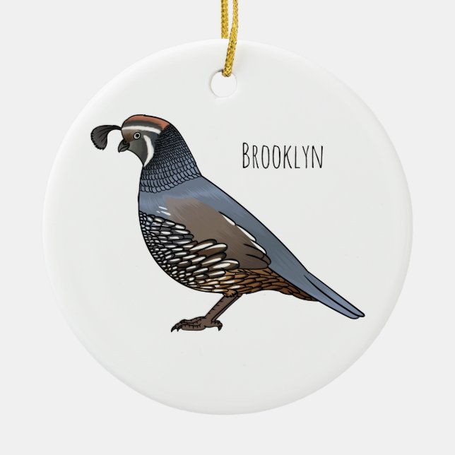 California quail bird cartoon ceramic ornament (Front)