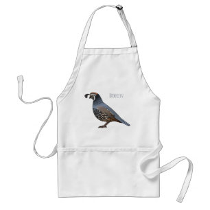 California quail bird cartoon illustration adult apron