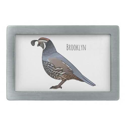 California quail bird cartoon illustration  belt buckle