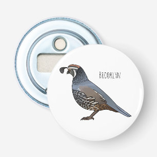 California quail bird cartoon illustration  bottle opener