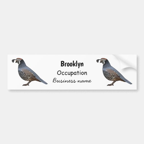 California quail bird cartoon illustration bumper sticker