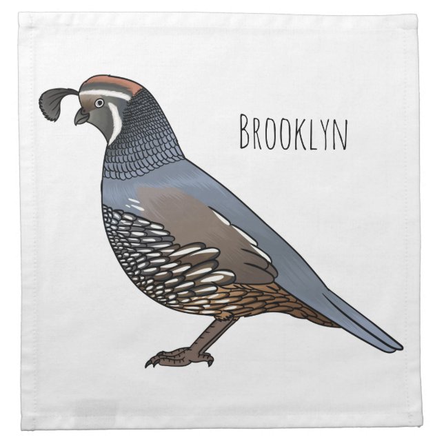 California quail bird cartoon illustration  cloth napkin (Front)