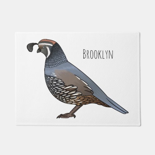 California quail bird cartoon illustration  doormat