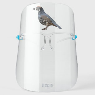California quail bird cartoon illustration face shield