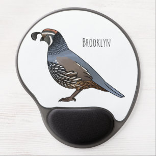 California quail bird cartoon illustration  gel mouse pad