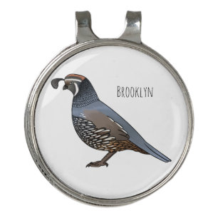 California quail bird cartoon illustration golf hat clip