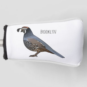 California quail bird cartoon illustration  golf head cover