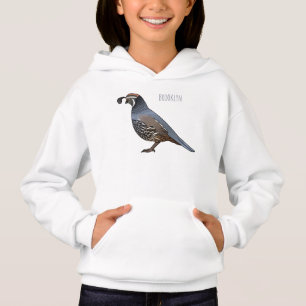 California quail bird cartoon illustration hoodie