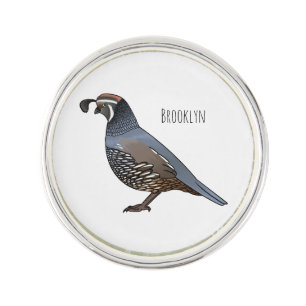 California Quail bird cartoon illustration Lapel Pin