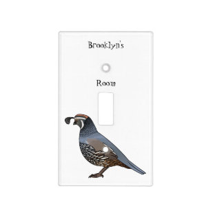California quail bird cartoon illustration light switch cover