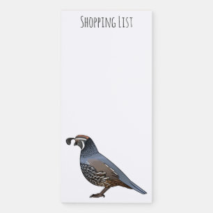 California quail bird cartoon illustration  magnetic notepad